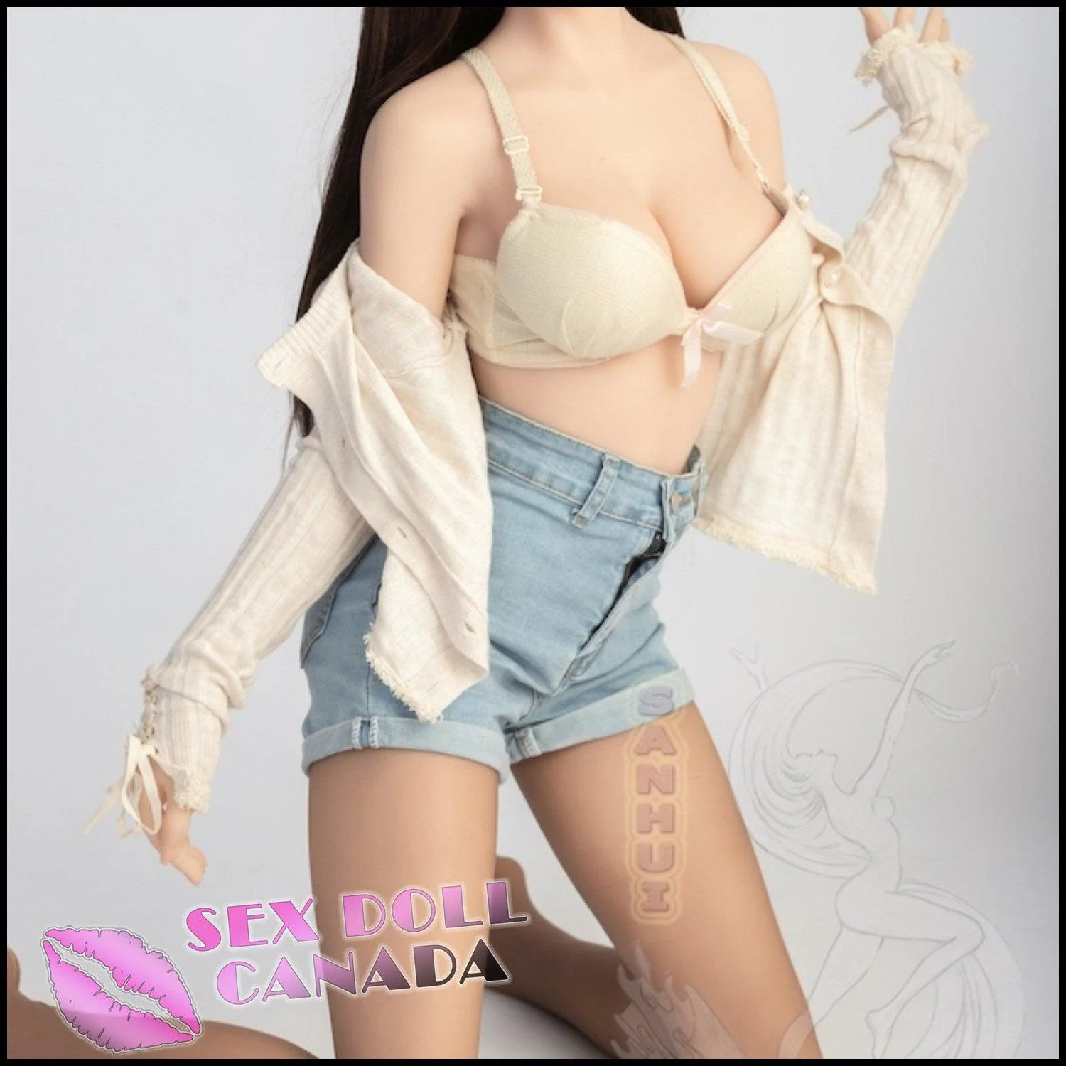 145 (4'9") D-Cup Anna Brunette (Head #145-4) Full Silicone - Sanhui Dolls - Image 12