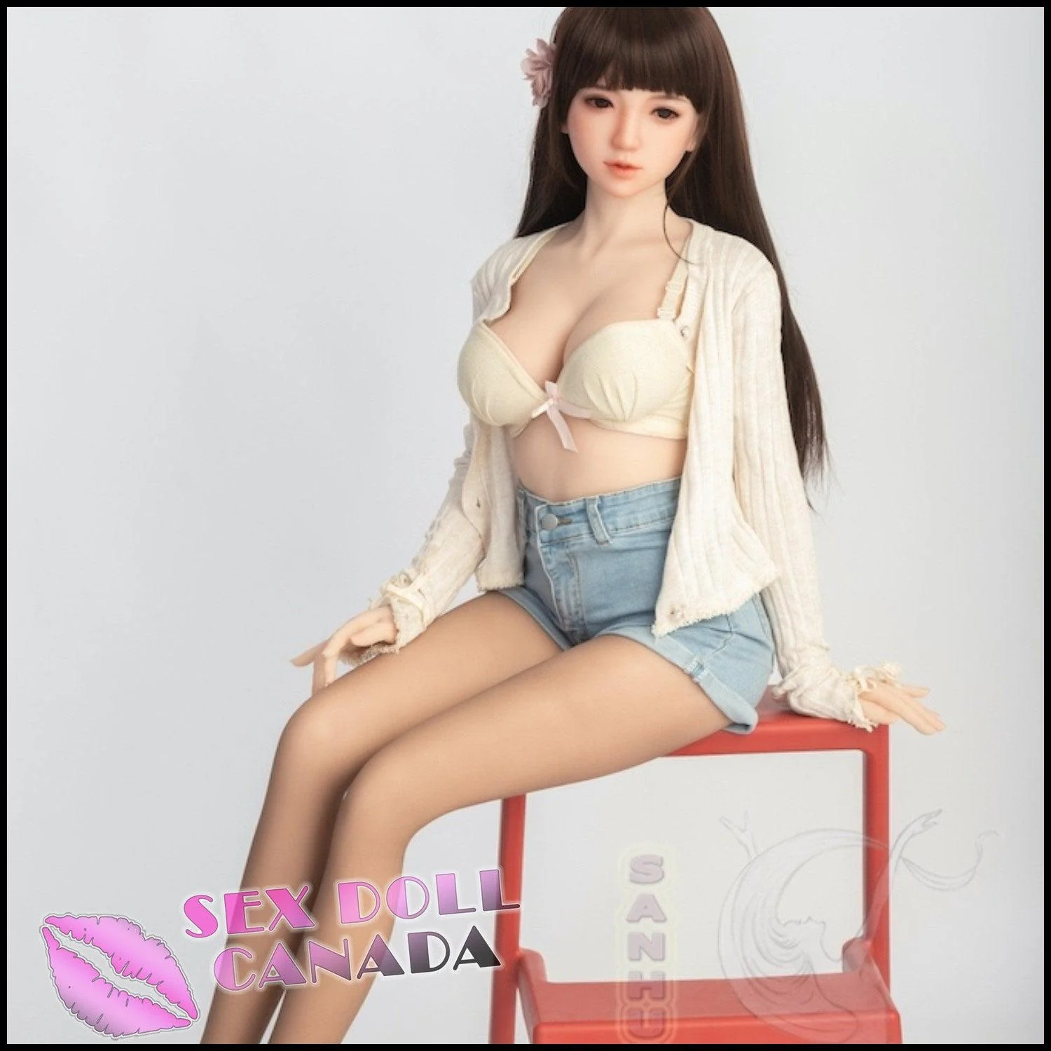 145 (4'9") D-Cup Anna Brunette (Head #145-4) Full Silicone - Sanhui Dolls - Image 2