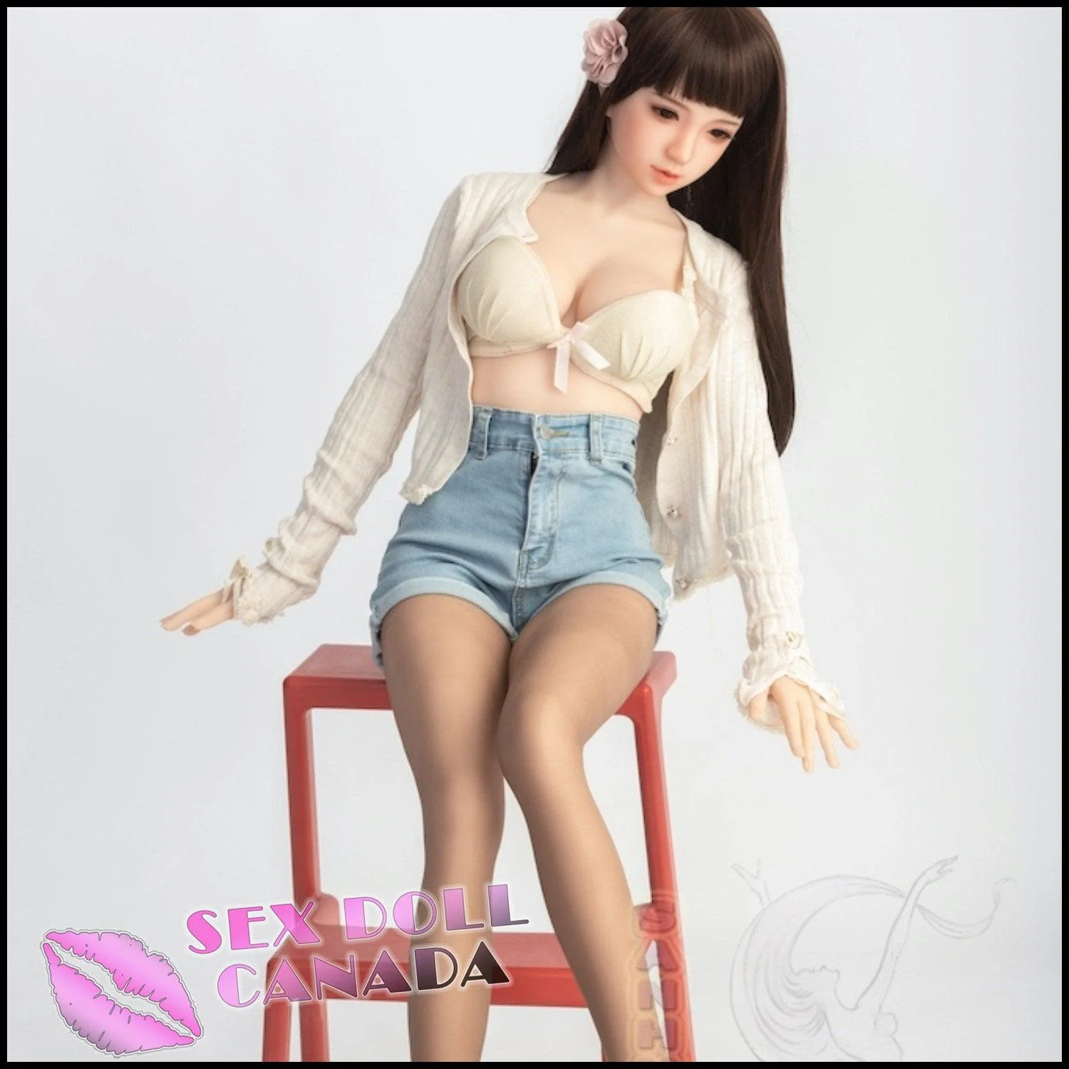 145 (4'9") D-Cup Anna Brunette (Head #145-4) Full Silicone - Sanhui Dolls - Image 3