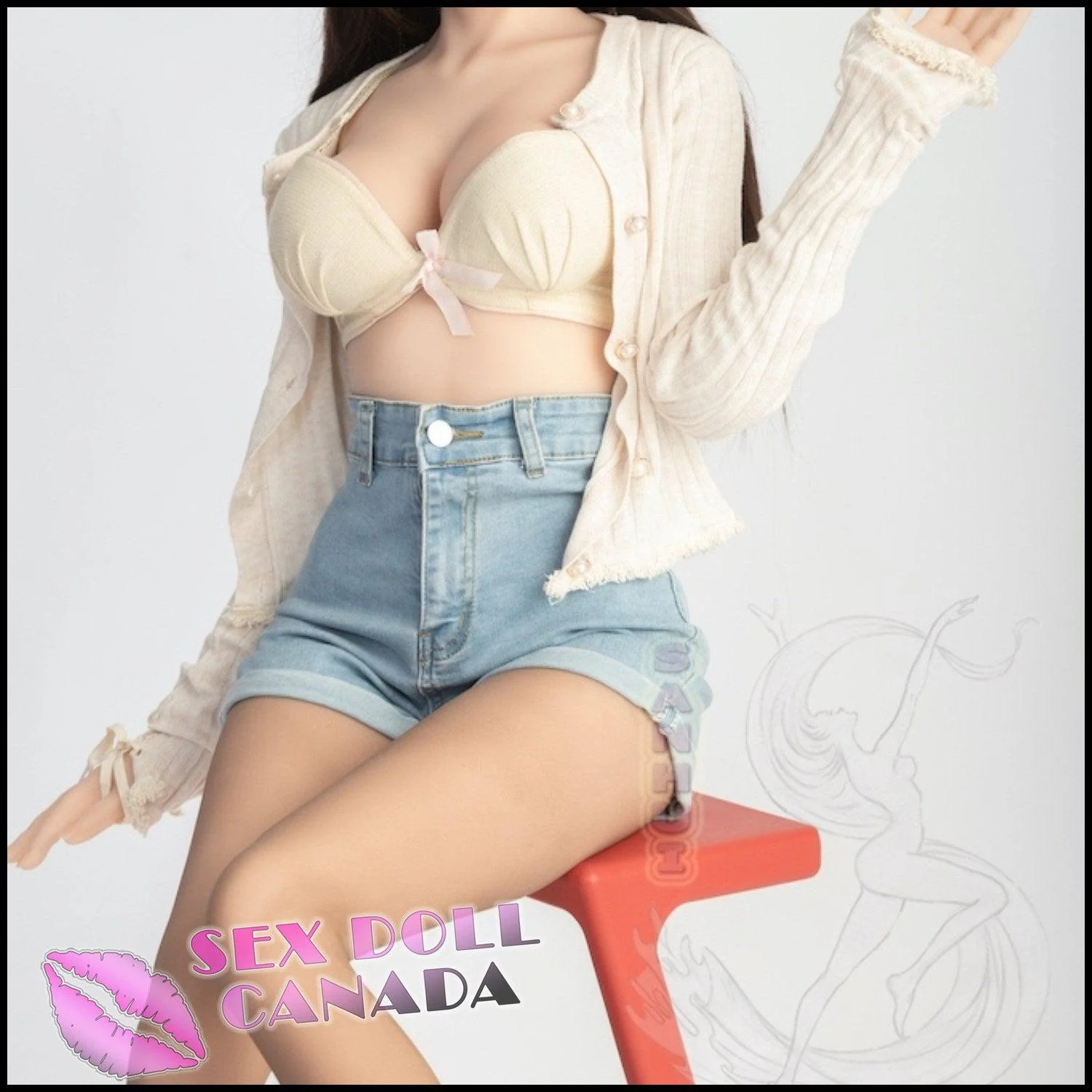 145 (4'9") D-Cup Anna Brunette (Head #145-4) Full Silicone - Sanhui Dolls - Image 4