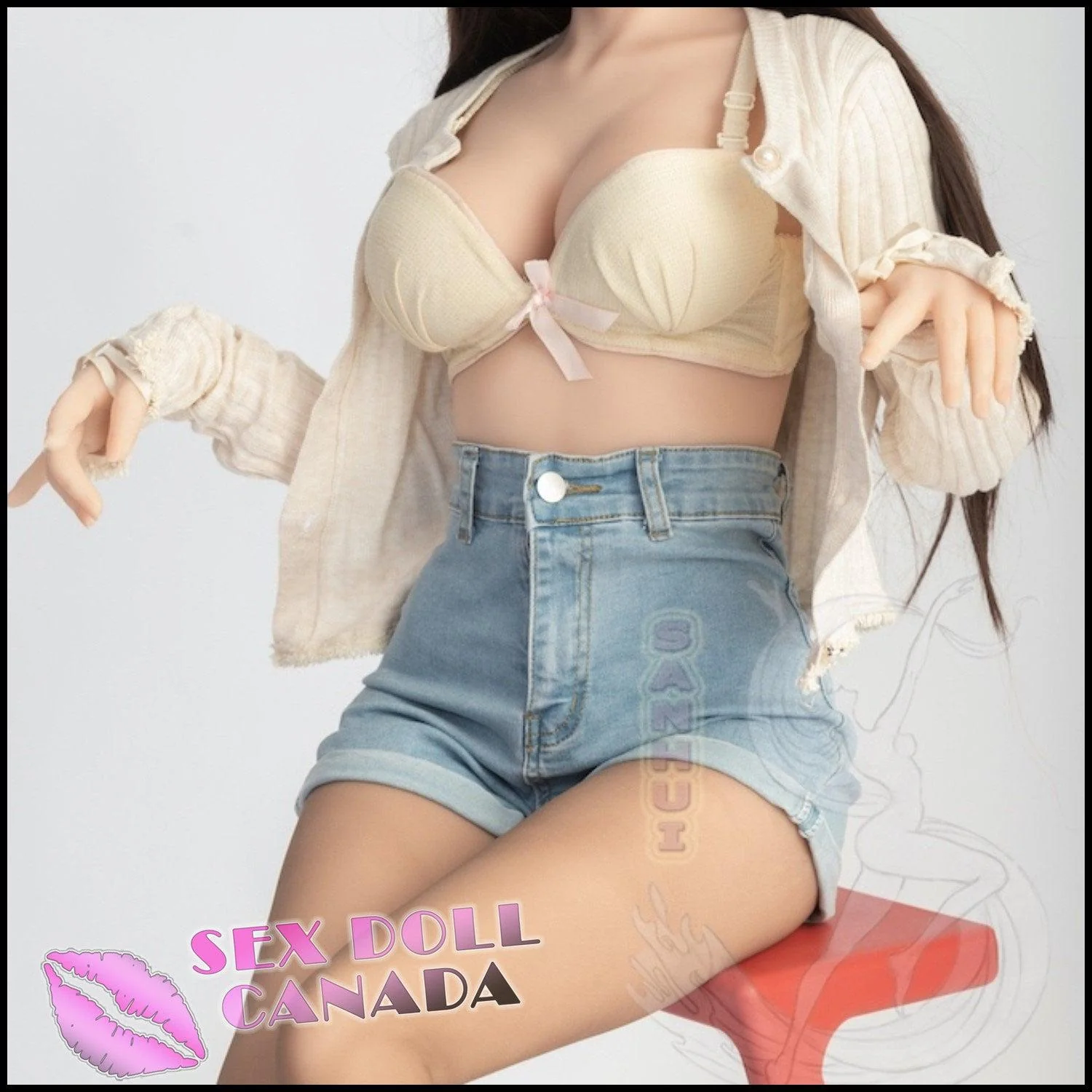 145 (4'9") D-Cup Anna Brunette (Head #145-4) Full Silicone - Sanhui Dolls - Image 5