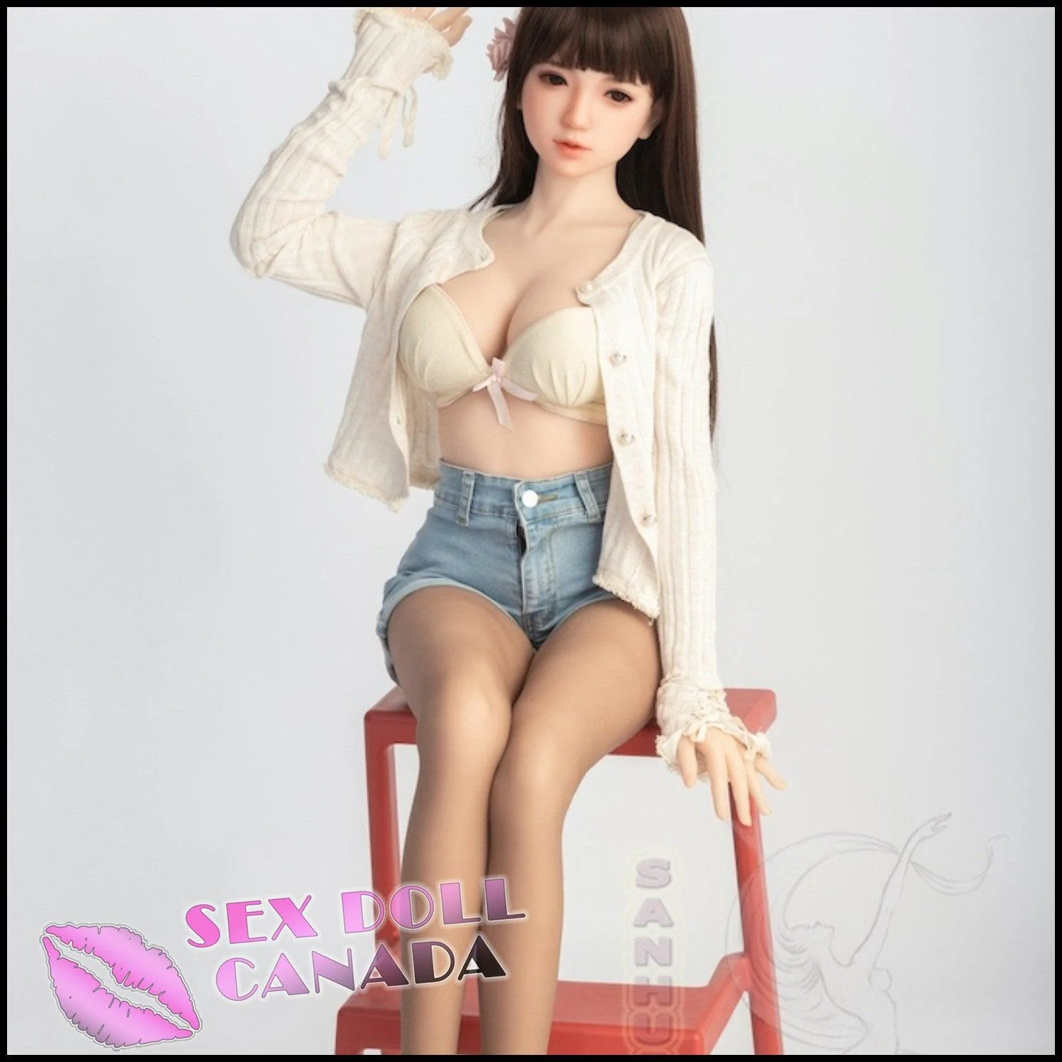 145 (4'9") D-Cup Anna Brunette (Head #145-4) Full Silicone - Sanhui Dolls - Image 6